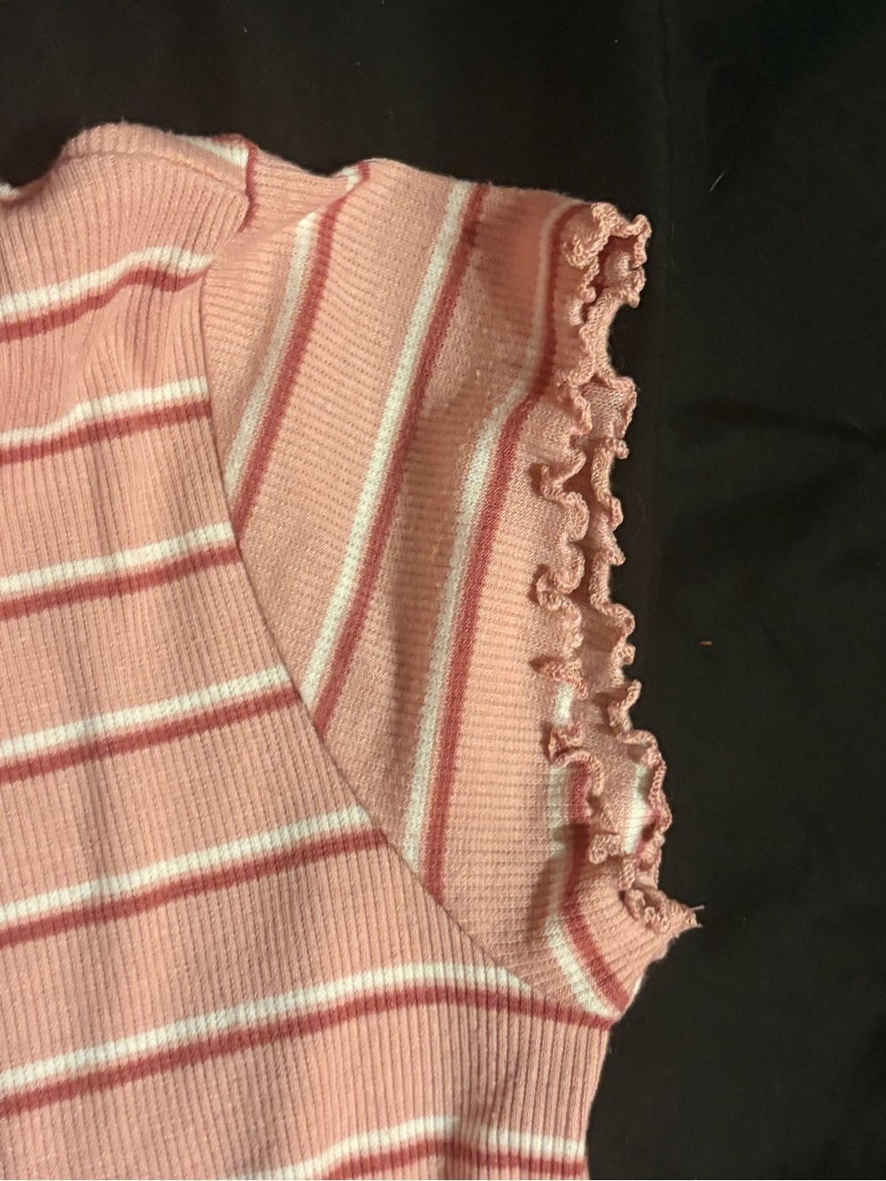 Place Pink Striped Ruffle-Trim Short Sleeve Tee - Picture 3 of 4
